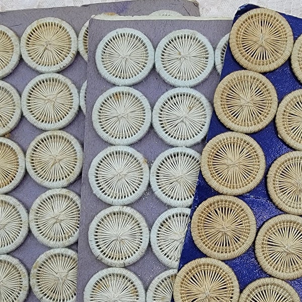 YOUR CHOICE Vintage German Made Dorset Style Woven Thread Buttons on Original Card - Set of 24