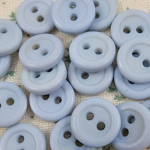 Vintage Light Blue Two Hole Sew Through Buttons - Set of 24