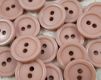 Vintage Pinkish Beige Two Hole Sew Thru Plastic Buttons - Set of 24