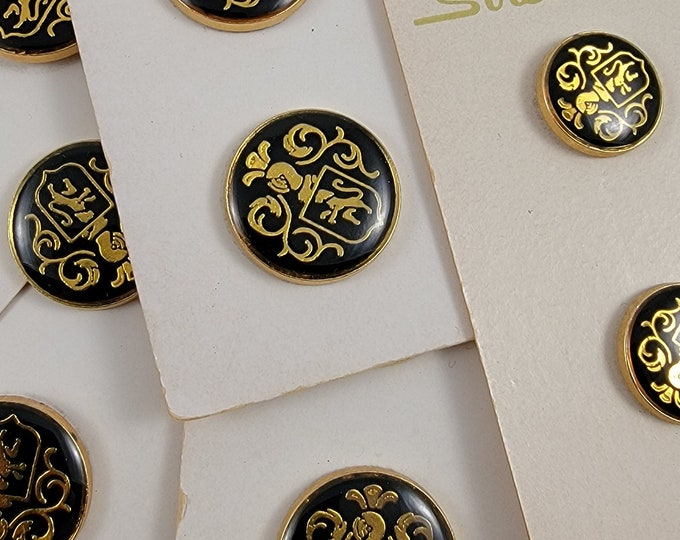 Stream Line Gold Buttons Vintage Streamline Navy and Gold Knight and Lion Buttons on Cards Mixed ...