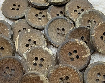 Vintage Simple Four Hole Sew Thru Coconut Shell Guziki - Zestaw 20