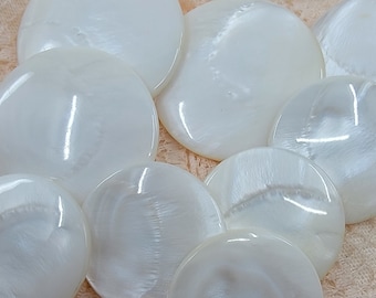 Vintage Mother of Pearl Buttons: White Shell Set of 9