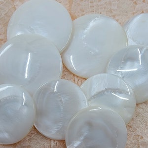 Vintage Mother of Pearl Buttons: White Shell Set of 9