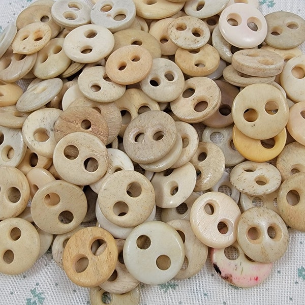 Vintage Antique Assorted Two Hole Bovine Bone Underwear Buttons - Lot of 18