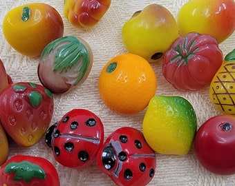 YOUR CHOICE Vintage Colored Glass Fruit Button with Self Shank