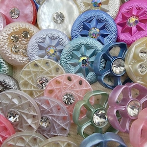 YOUR CHOICE Vintage Mixed Color Rhinestone and Plastic Button Lot