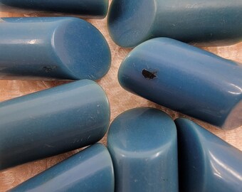 Vintage Blue Early Plastic Toggle Buttons with Self Shanks - Set of 9