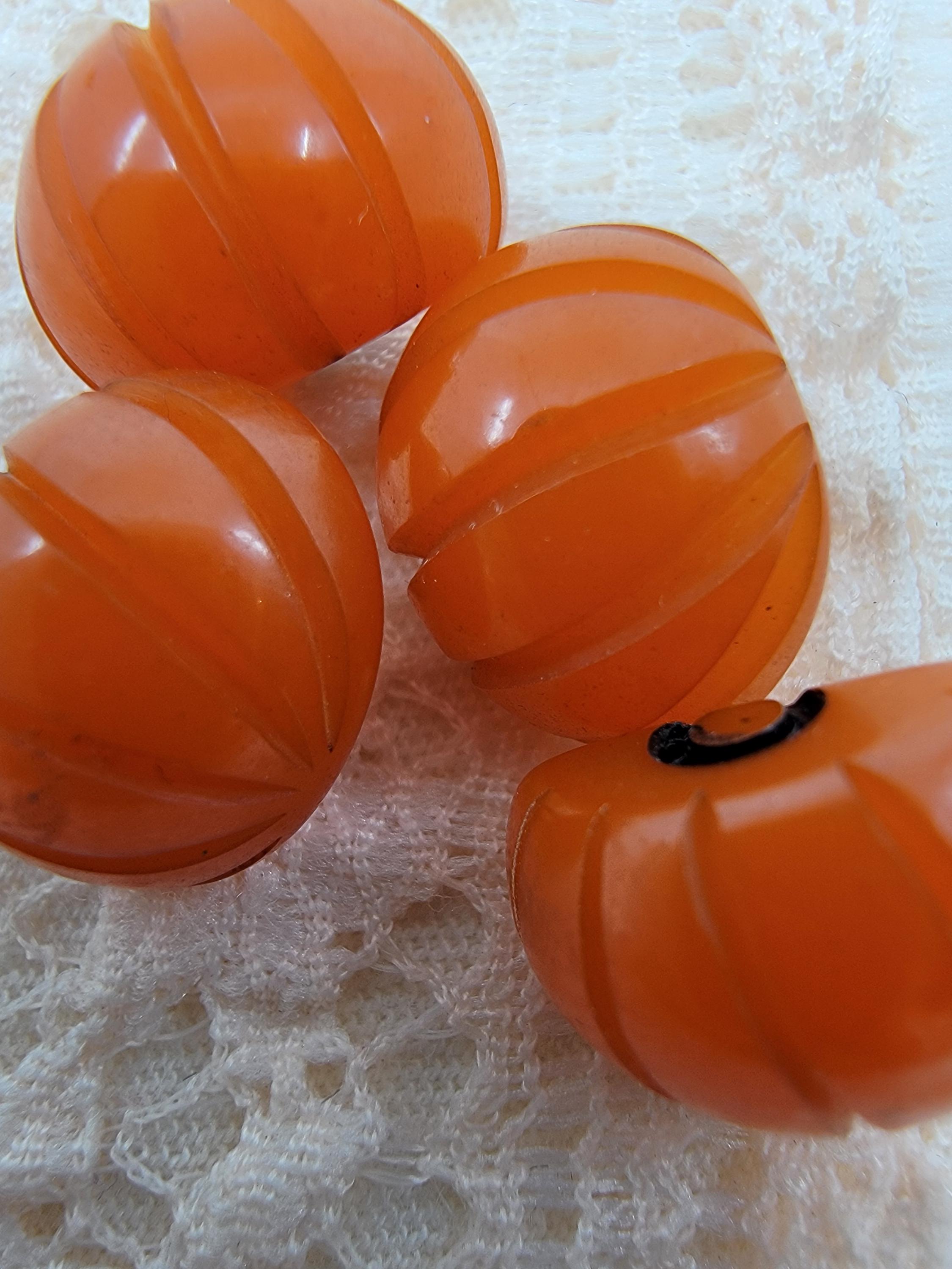 Lot De 11 Boutons Vintage Plastique Orange - Diamètre 25 Mm - Années 50 - Parfait Pour Artisanat