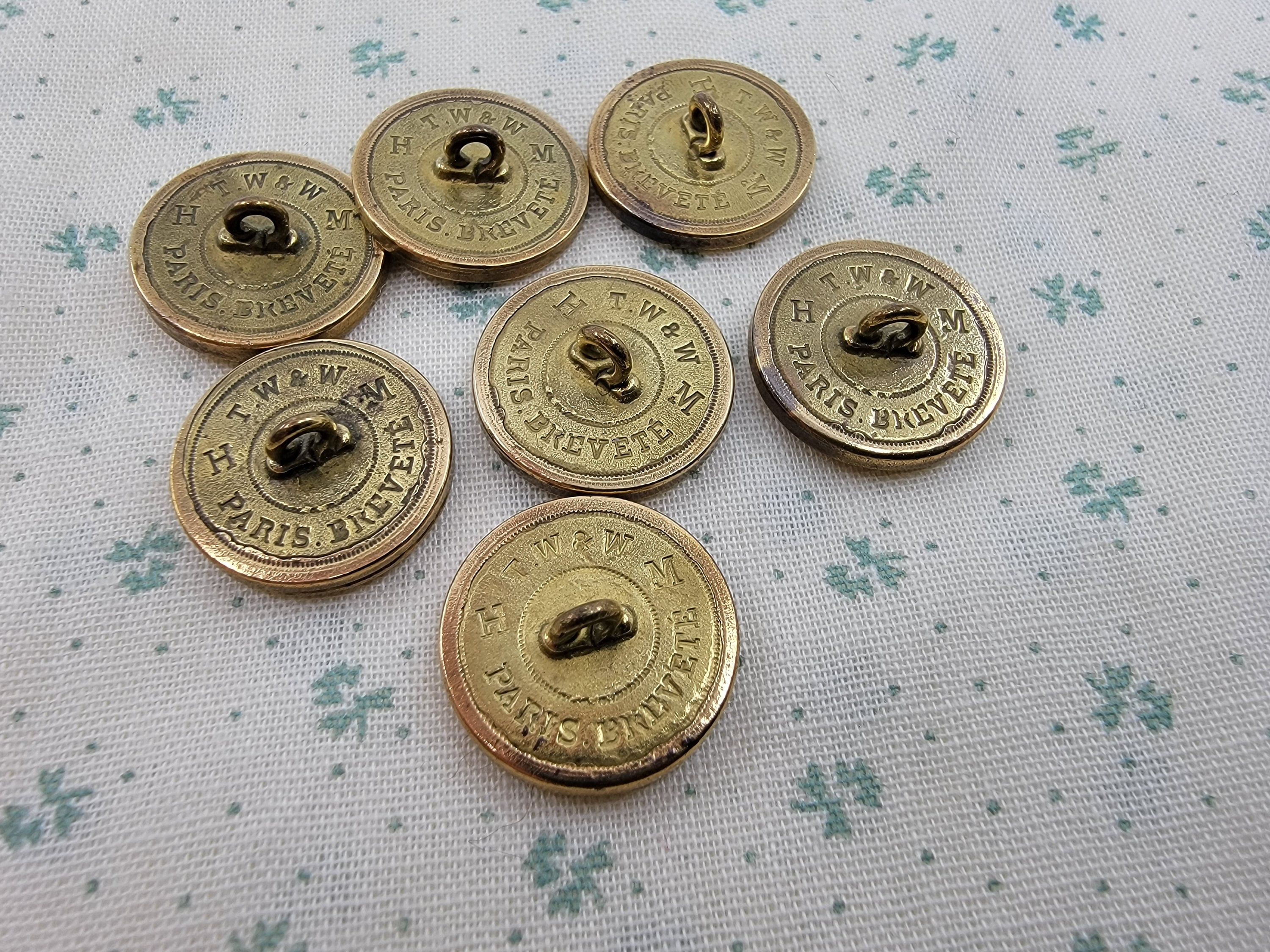Vintage Antique French Naval Uniform Anchor Metal Buttons