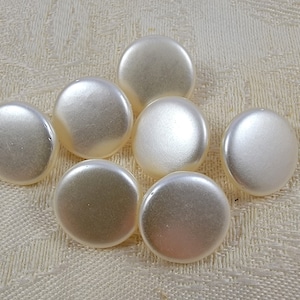 Vintage Pale Yellow Satin Finish Opaque Glass Buttons with Self Shanks - Set of 7
