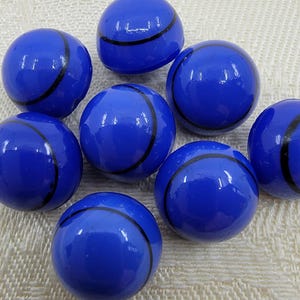 Bottoni vintage in vetro liscio viola-blu con gambo autobloccante - Set da 8
