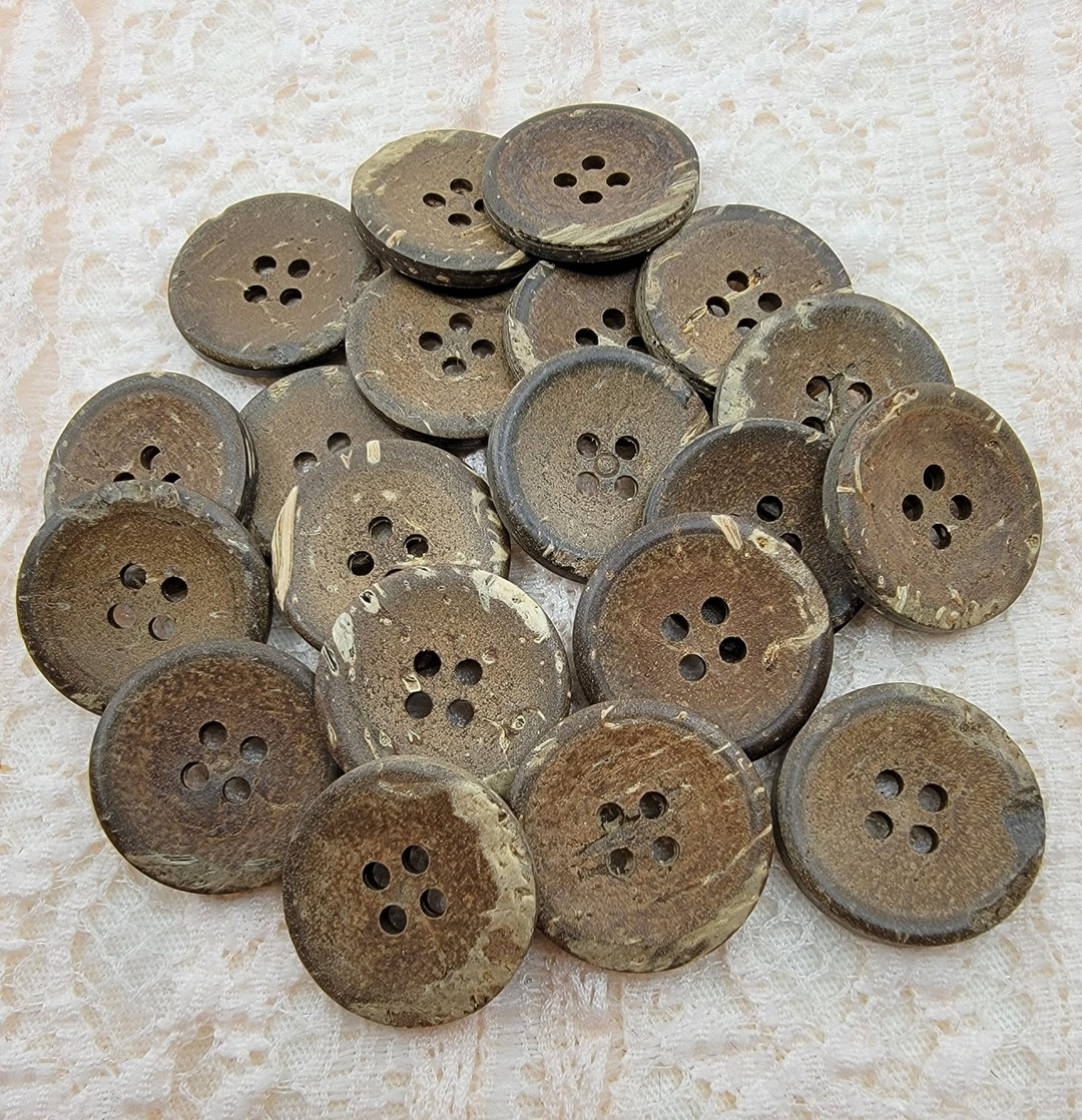 Vintage Simple Four Hole Sew Thru Coconut Shell Buttons - Set of 20 - Etsy