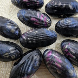 Botones antiguos pequeños de tela sintética, pintados con vidrio negro y vástagos autoperforantes - Juego de 10