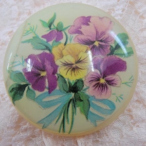 Vintage Pansy Bouquet Design Ben Lang Studio Button with Applied Metal Shank