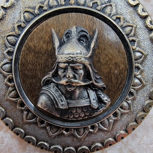 Vintage Antique Thor Metal and Wood Paris Back Button with Brass Shank
