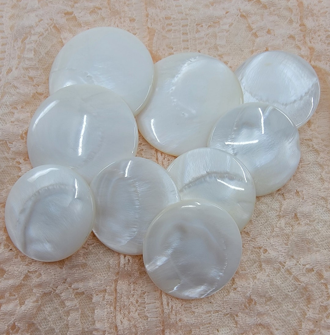 Vintage Mother of Pearl Buttons: White Shell Set of 9 - Etsy