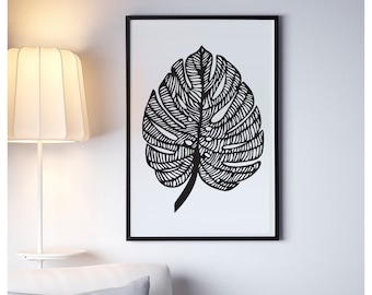 Monstera print gift for her Valentine&#39;s Day | Flowers wall prints | Gifts for her | Monstera plant print | gift for women | Wall art print