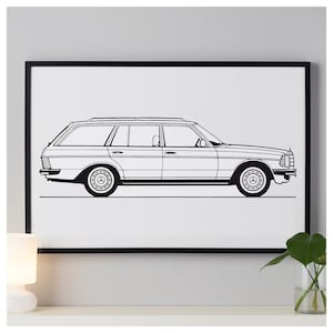 W123 T123 Birthday gift for him | Minimalist poster car Mercedes W123 poster W123 blueprint | Wall art print | Bauhaus poster Home decor