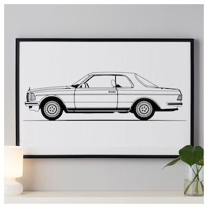 Mercedes W123 coupe C123 Birthday gift for men | Boyfriend gift for him poster car Mercedes W123 poster W123 coupe blueprint Wall art