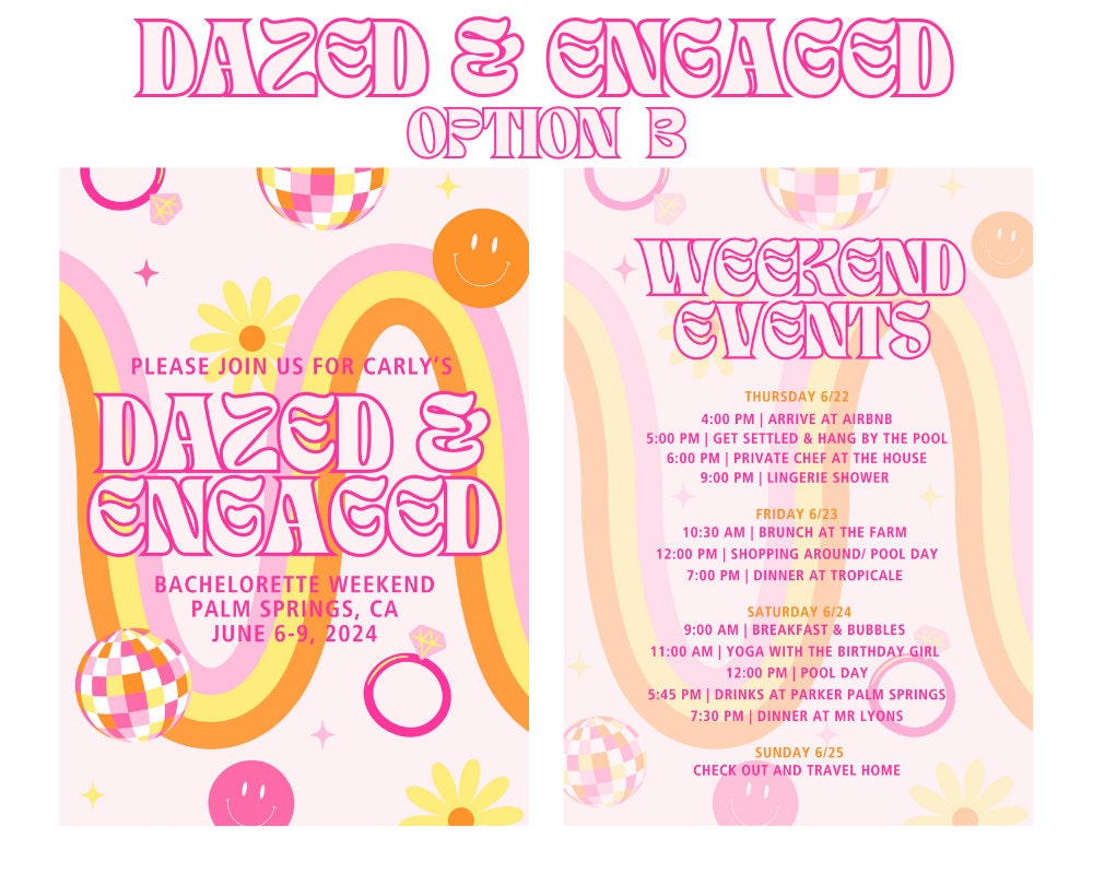 Personalized Bachelorette Party Itinerary, Custom Bachelorette Invite ...