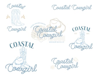 Logotipo personalizado de despedida de soltera, logotipo de despedida de soltera personalizado, tema de vaquera costera, logotipo de fiesta de cumpleaños, vaquera costera