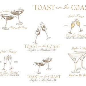 Personalized Bachelorette Party Logo, Custom Bachelorette Logo, Toast on the Coast Theme, Birthday Party Logo, Toast on the Coast