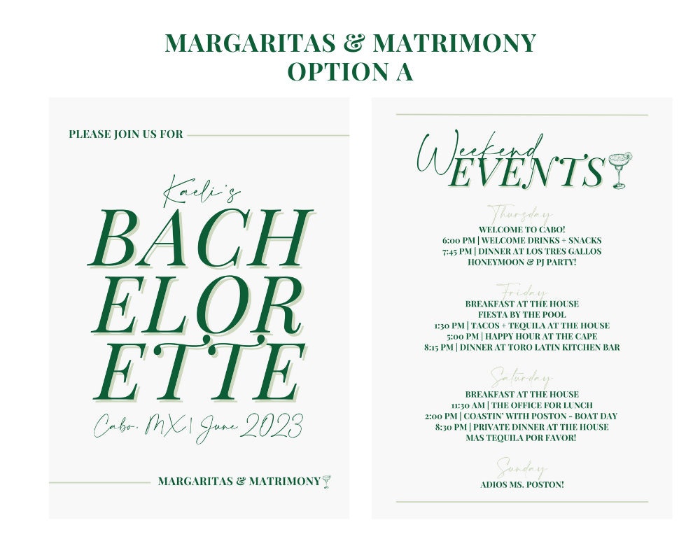 Personalized Bachelorette Party Itinerary, Custom Bachelorette Invite ...
