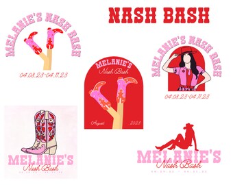 Personalized Bachelorette Party Logo, Custom Bachelorette Logo, Nash Bash Theme Bachelorette, Birthday Party Logo, Colorful Rodeo, Nashville