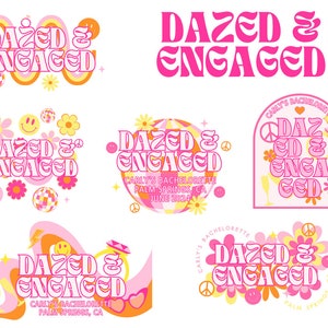 Personalized Bachelorette Party Logo, Custom Bachelorette Logo, Dazed and Engaged Theme, Birthday Party Logo, Dazed and Engaged