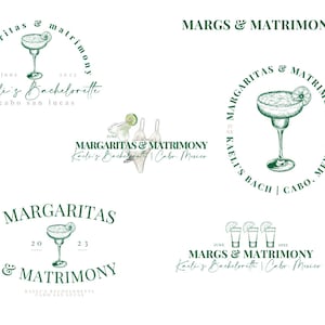 Personalized Bachelorette Party Logo, Custom Bachelorette Logo, Margaritas and Matrimony Theme Bachelorette, Birthday Party Logo, Mexico