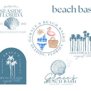 Personalized Bachelorette Party Logo, Custom Bachelorette Logo, Beach Bash Theme Bachelorette, Birthday Party Logo, Shell, Florida