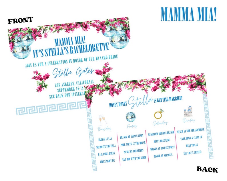 Personalized Bachelorette Party Itinerary, Custom Bachelorette Invite ...