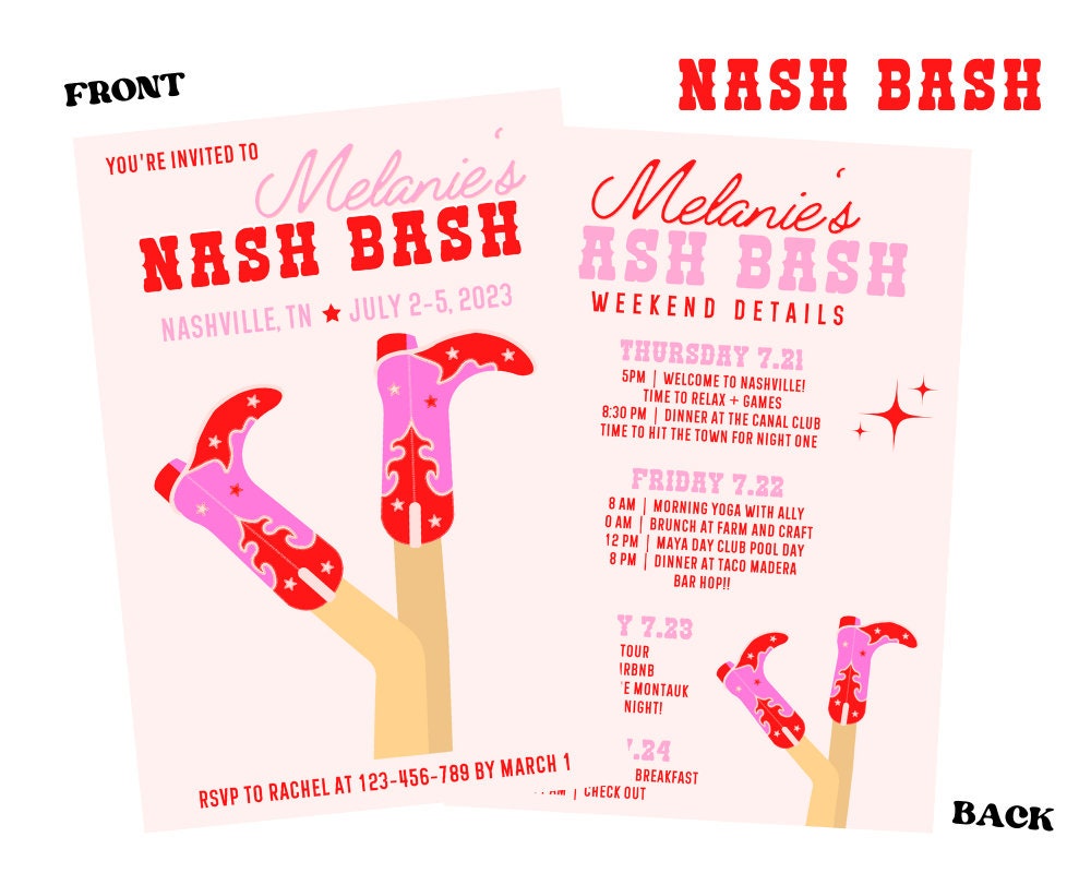 Personalized Bachelorette Party Itinerary, Custom Bachelorette Invite ...
