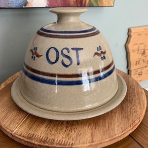 Pottery Stoneware Butter Cheese Dish Dome - OST