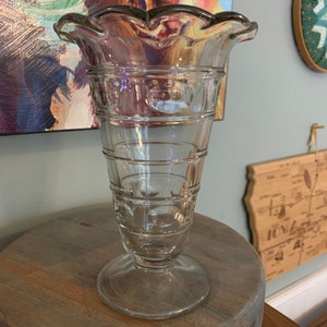 Clear Fluted Pedestal Vase
