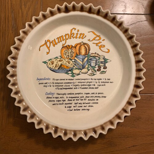 Vintage Pie Plate With Lid Ceramic Apple Pie Design Etsy