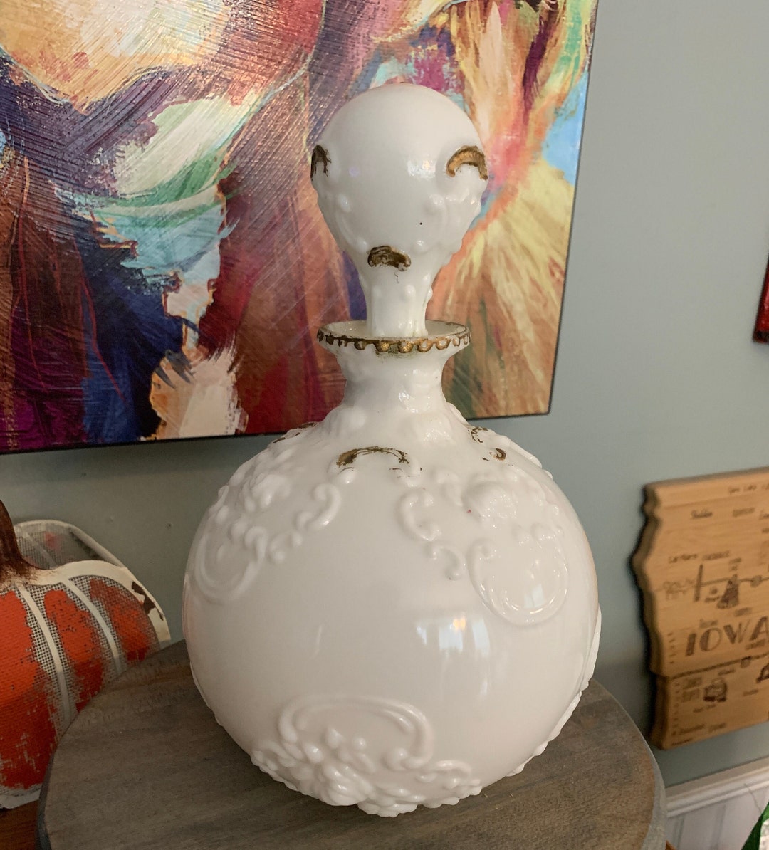 Antique EAPG Victorian Dithridge Opalware Milk Glass Decanter Etsy