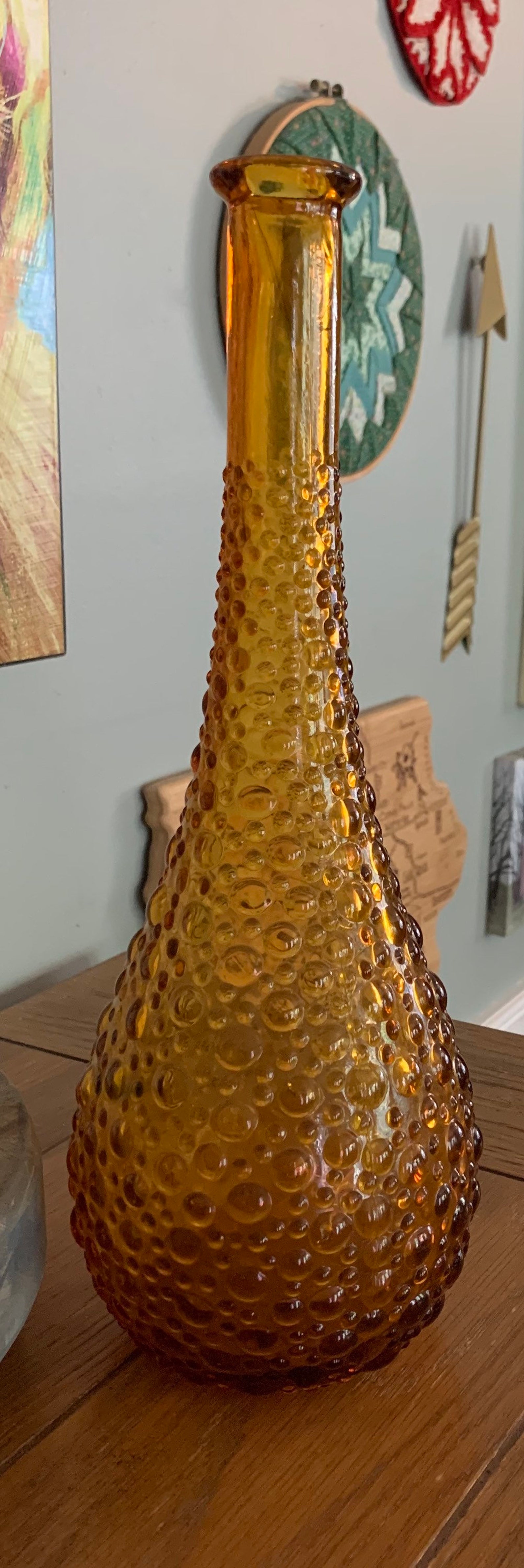 MidCentury Amber Wine Decanter Genie Bottle Etsy