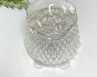Tazón de mayonesa de vidrio transparente Indiana con punta de diamante vintage