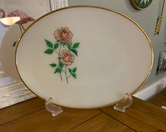 Fire King Anniversary Rose Platter by Anchor Hocking