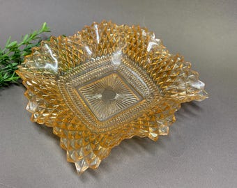 Tiara Indiana Glass Amber Pressglas Schüssel mit Fuß