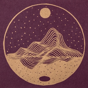 Starry Mountain Original Linocut Print