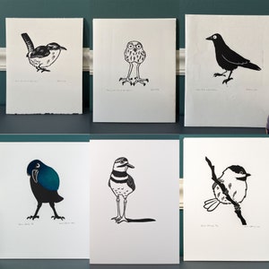 Birds of North America, original hand-made traditional linocut art print