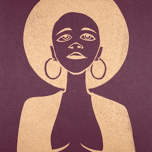 Shimmering Portrait 2 Original Linocut Print
