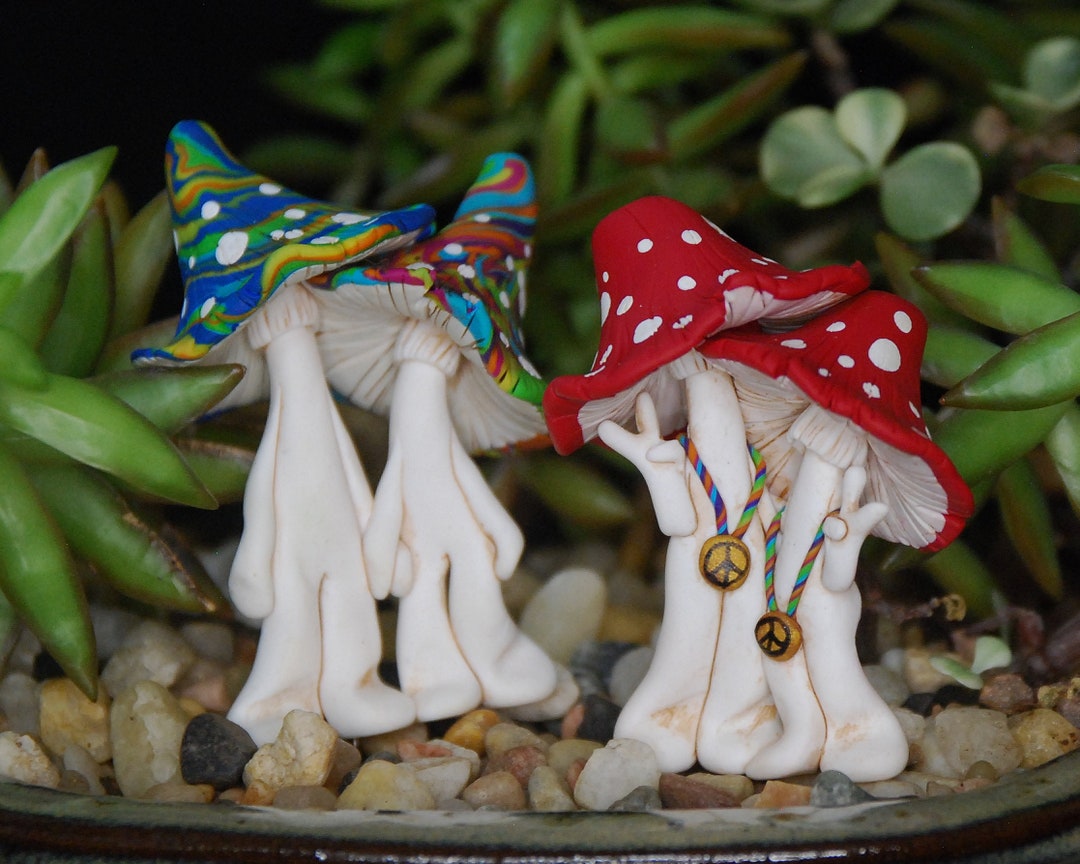 Fairy Garden Polymer Clay Mushroom Family Figurines - Etsy
