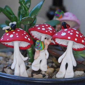 Mushroom Garden Deco, Red Cap Mushroom, Miniature Garden Decor, Miniature Garden Gnome, Ladybug Garden, Hippie Room Deco, Snail, Caterpillar