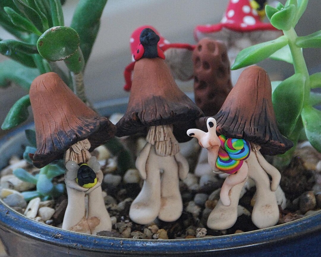 Polymer Clay Mushroom Figurine, Miniature Fairy Garden Decor - Etsy
