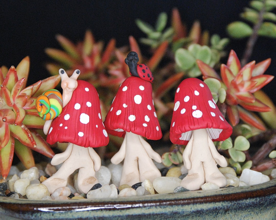 Sculpted Polymer Clay Mushroom: Fairy Garden Succulent Decor - Etsy