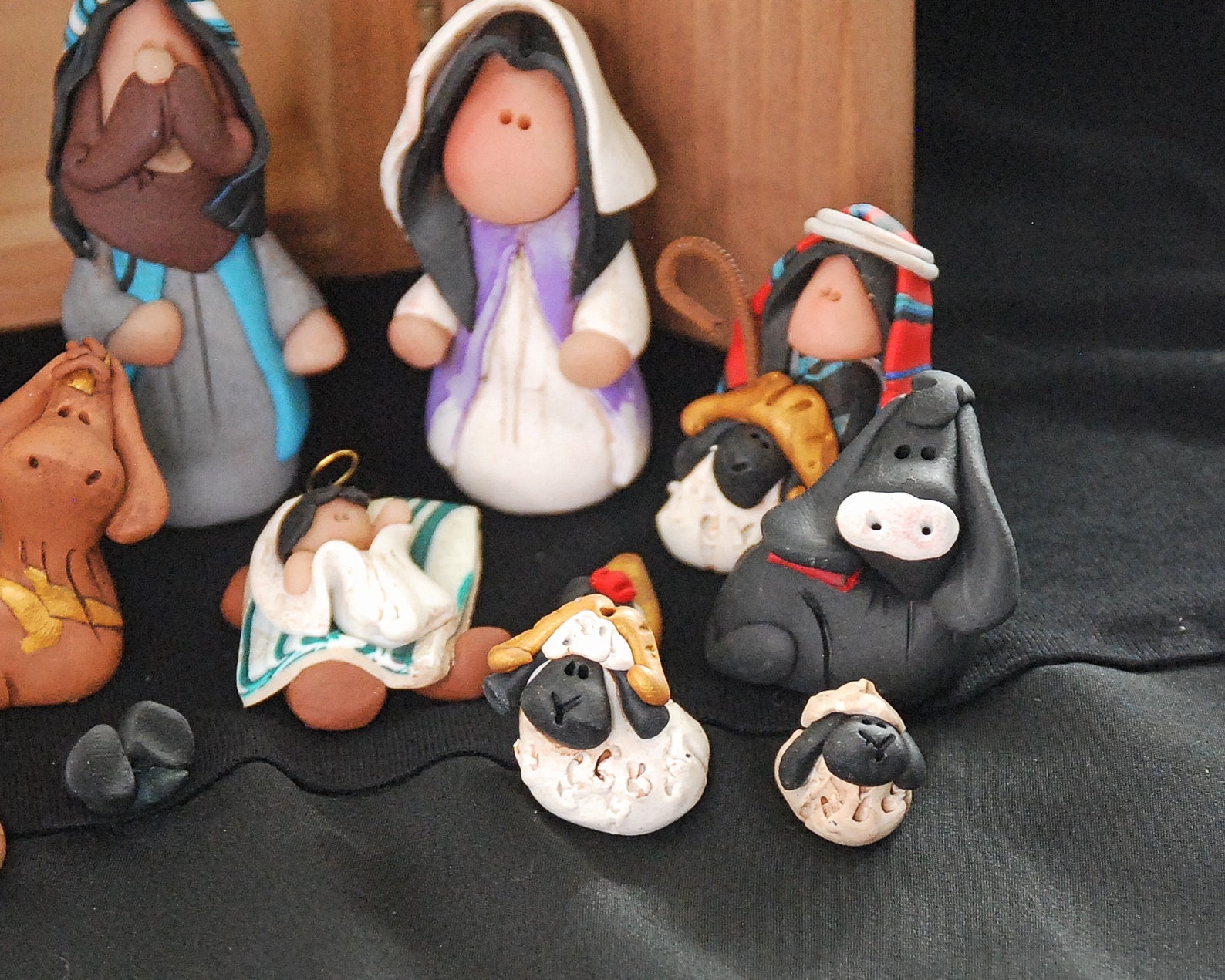 Christmas sculpted polymer clay Nativity Set by Freeman Creek Etsy