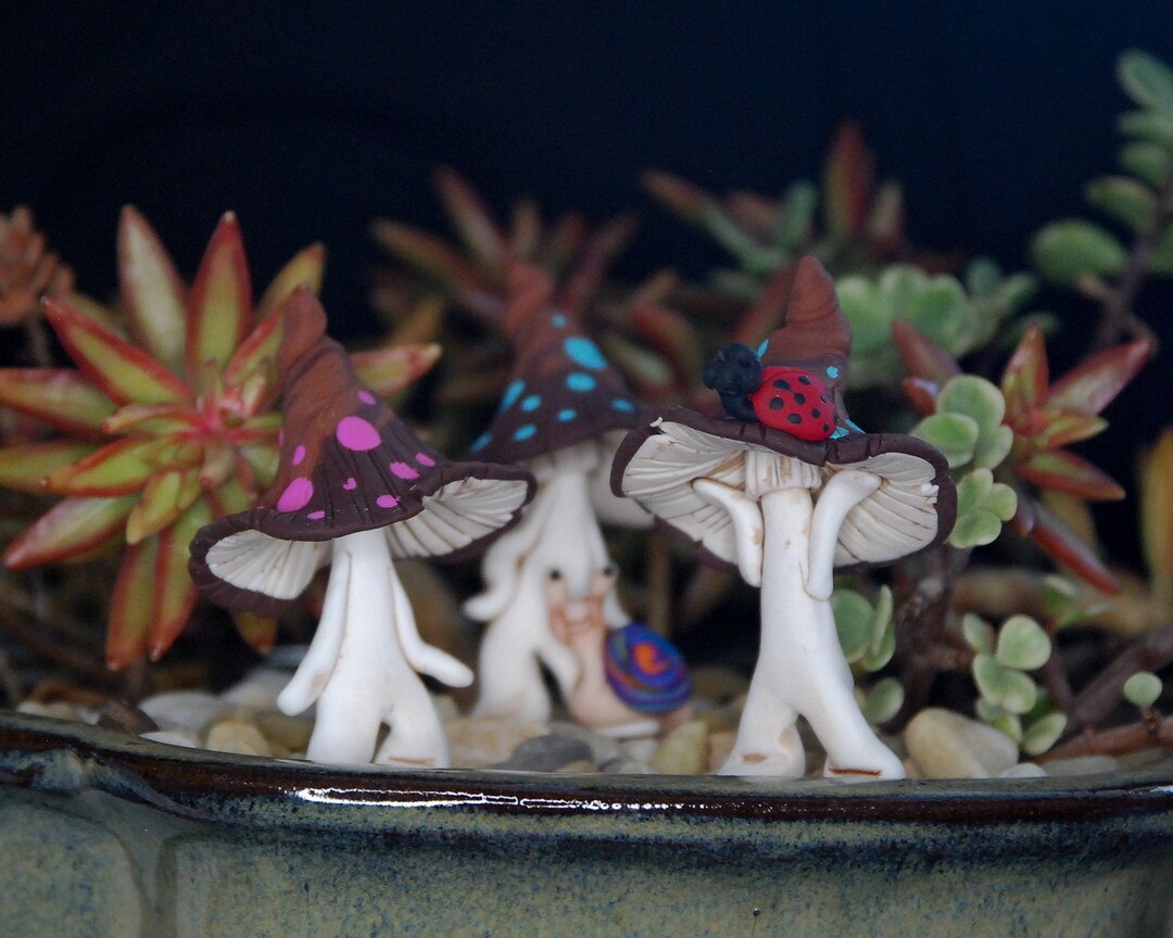 Fairy Garden Polymer Clay Mushroom Men - Etsy